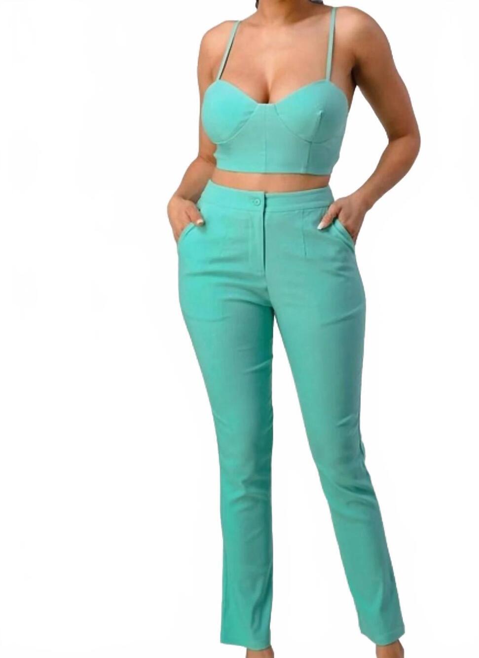 NEW EVNL ready for business two piece set in green